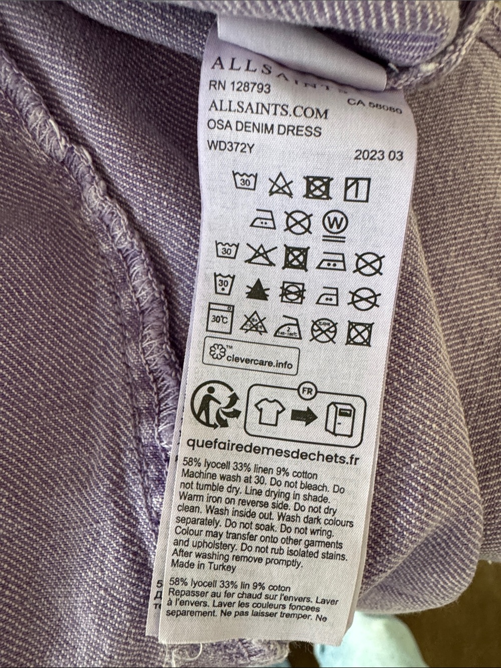 AllSaints Lavender Button-Front Midi Denim Dress - Picture 4 of 4